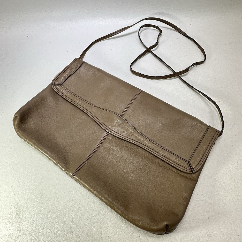 Vtg B Young Handbag Women S Brown Leather Envelope Clutch Purse Shoulder Bag